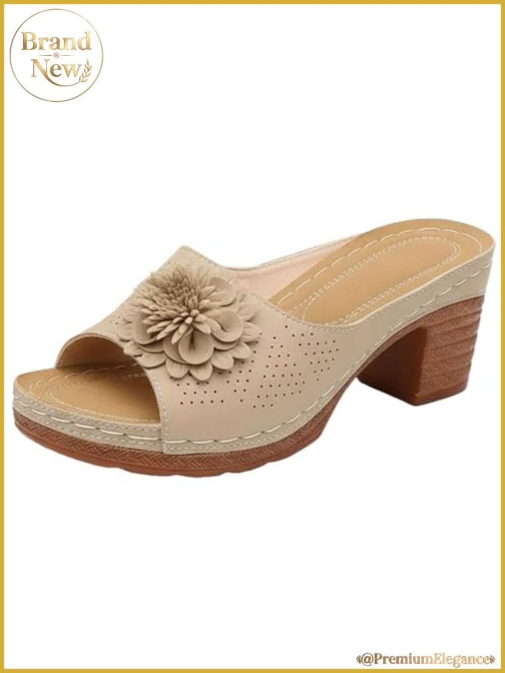 Women's Flower Chunky Heel Orthopedic Wedge Sandals Open Toe Slip On Platform